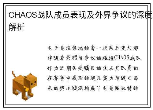 CHAOS战队成员表现及外界争议的深度解析